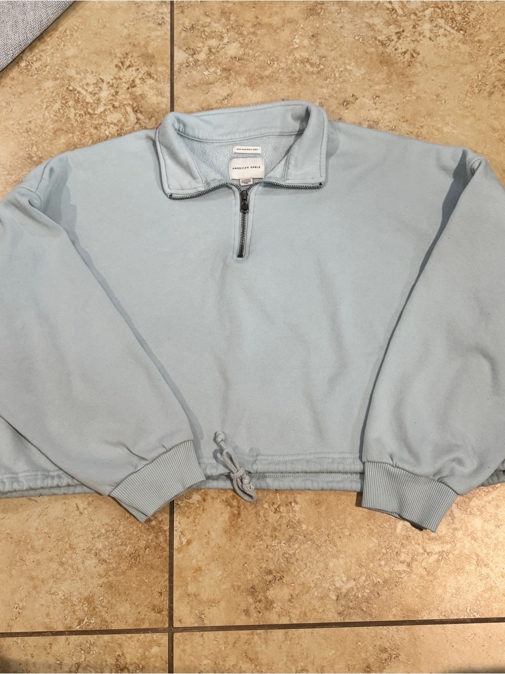 American Eagle Outfitters Light Blue Half-Zip Sweatshirt